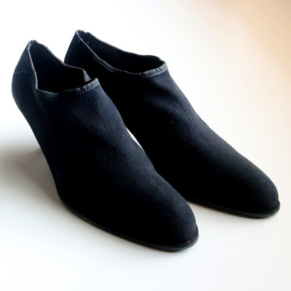 Stuart Weitzman Black Suede Leather Kitten Heel Almond Toe Ankle Boots Booties 6 - Picture 15 of 16